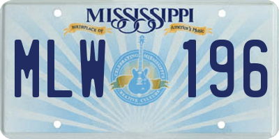 MS license plate MLW196