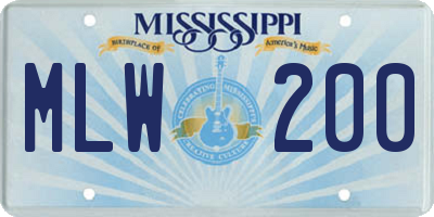 MS license plate MLW200