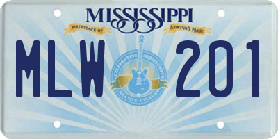 MS license plate MLW201