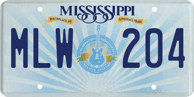 MS license plate MLW204
