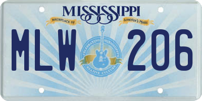 MS license plate MLW206