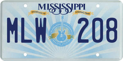 MS license plate MLW208