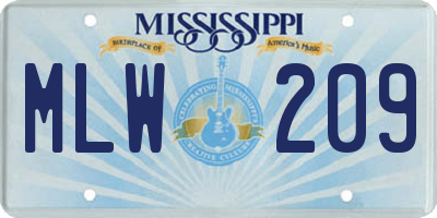 MS license plate MLW209