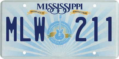 MS license plate MLW211