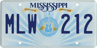 MS license plate MLW212