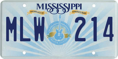 MS license plate MLW214