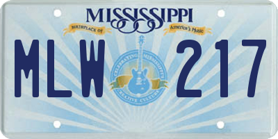 MS license plate MLW217