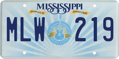 MS license plate MLW219
