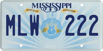 MS license plate MLW222