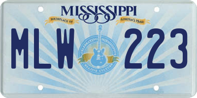 MS license plate MLW223