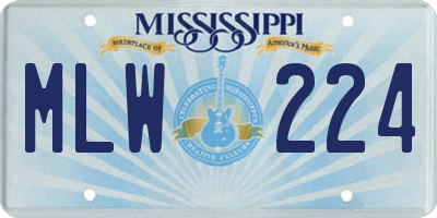 MS license plate MLW224