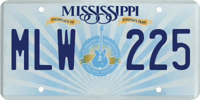 MS license plate MLW225