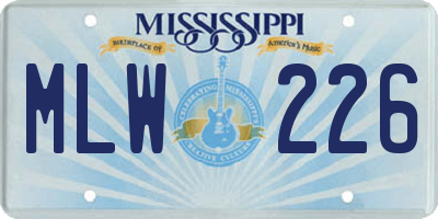 MS license plate MLW226