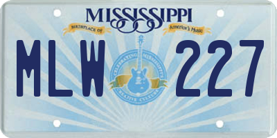 MS license plate MLW227