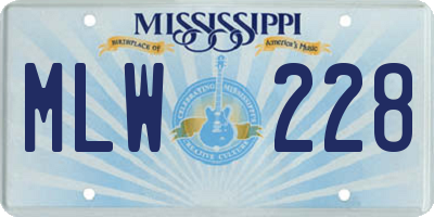MS license plate MLW228