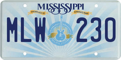 MS license plate MLW230