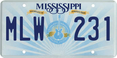 MS license plate MLW231