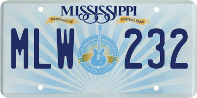 MS license plate MLW232