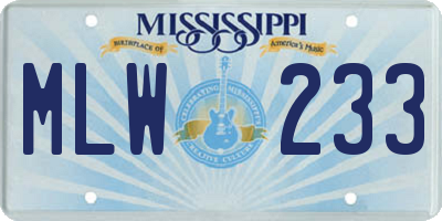 MS license plate MLW233