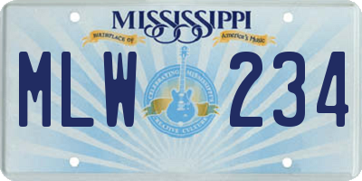 MS license plate MLW234