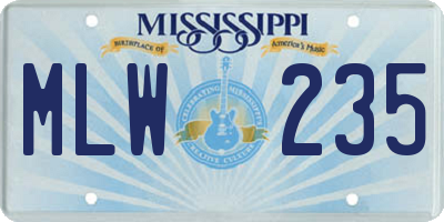 MS license plate MLW235