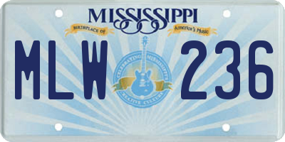 MS license plate MLW236