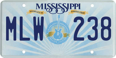 MS license plate MLW238