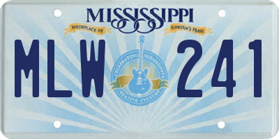 MS license plate MLW241