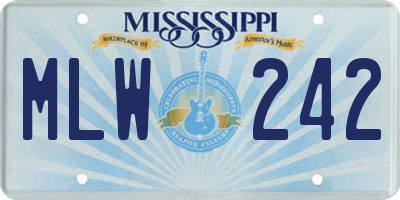 MS license plate MLW242