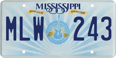 MS license plate MLW243
