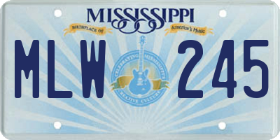 MS license plate MLW245