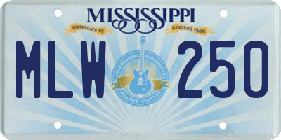 MS license plate MLW250