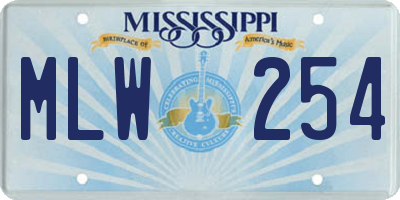 MS license plate MLW254