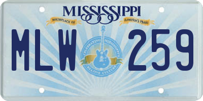 MS license plate MLW259