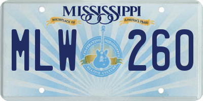 MS license plate MLW260