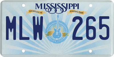 MS license plate MLW265