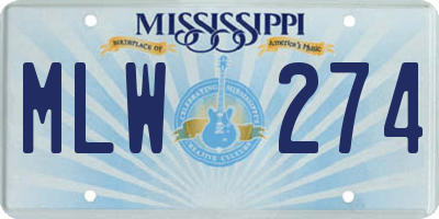 MS license plate MLW274