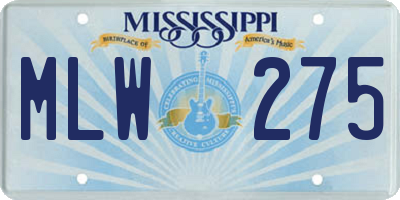 MS license plate MLW275