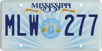 MS license plate MLW277