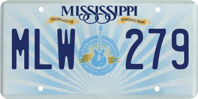 MS license plate MLW279