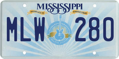 MS license plate MLW280