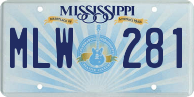 MS license plate MLW281