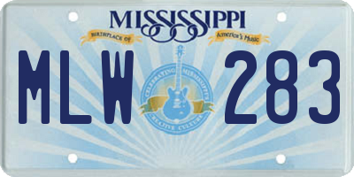 MS license plate MLW283