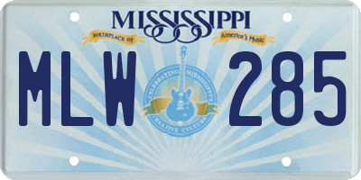 MS license plate MLW285