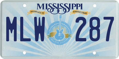 MS license plate MLW287