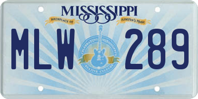 MS license plate MLW289