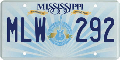 MS license plate MLW292