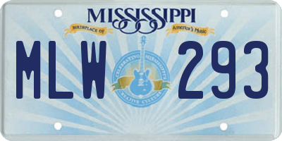 MS license plate MLW293