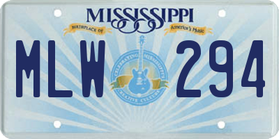 MS license plate MLW294