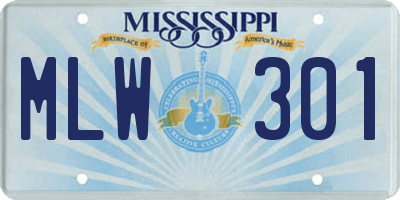 MS license plate MLW301